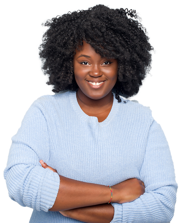 Smiling woman with crossed arms