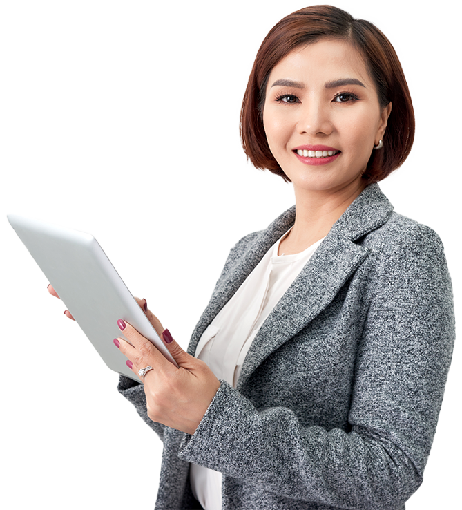 Business lady with tablet