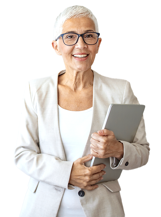A woman with the laptop
