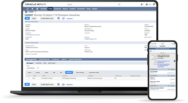 NetSuite CRM laptop and mobile