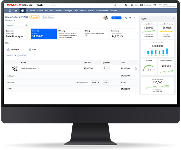 NetSuite e-commerce screenshot on the desktop