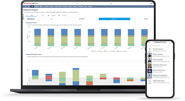 NetSuite Human Capital screenshot on the laptop