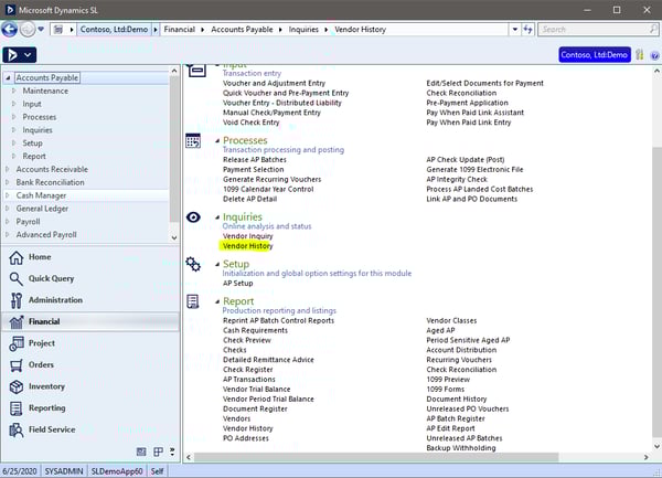 Fig 7 - Vendor History - Payment History