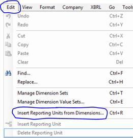 Insert Reporting Units from Dimensions