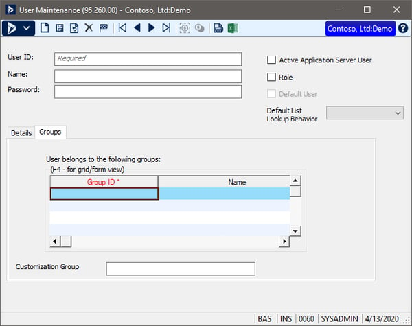 Microsoft Dynamics SL - User Maintenance - Figure 3