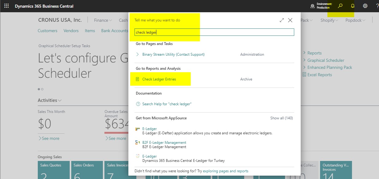 Screenshot to find check that needs to be voided via Check Ledger Entries.