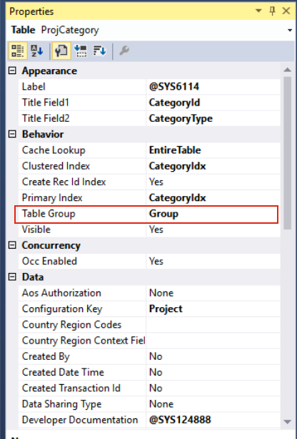 Table Group property