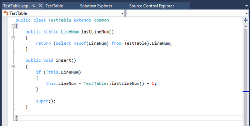 An example of the piece of code for the LineNum field default initialization TestTable should also be supplied.