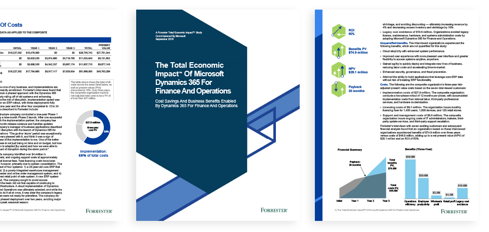 Ebook The Total Economic Impact™ of Microsoft Dynamics 365 For Finance And Operations